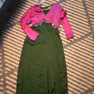 Pink and Green Long Sleeve Dress